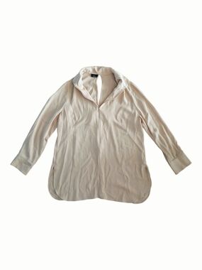 Akris 100% Silk Pale Pink Half-Zip Button-Down Blouse